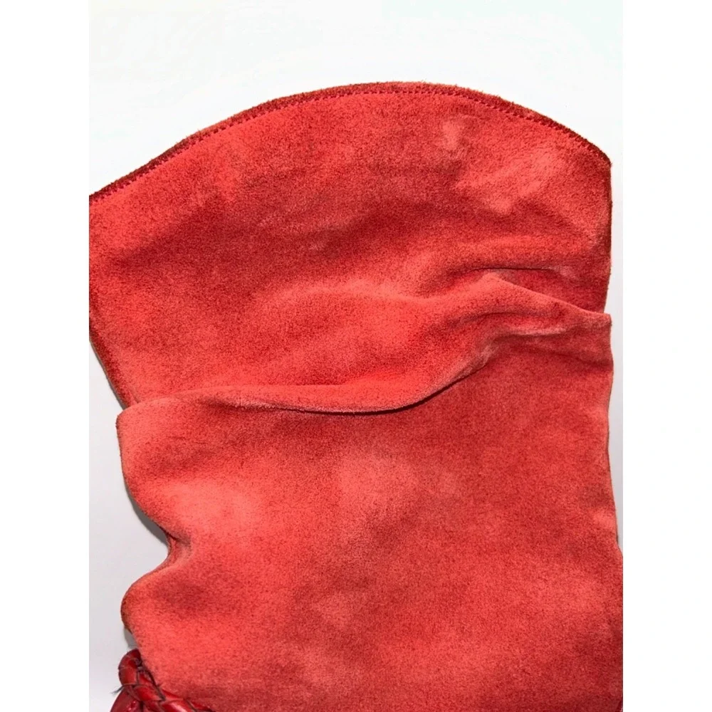ZODIAC Vintage 80s Lauper Red Leather Slouchy Cowboy Boots Womens 6.5 Charm‎